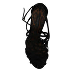 Dolce & Gabbana Black Suede Ankle Strap Stiletto Shoes LA7610-37