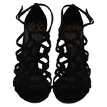 Dolce & Gabbana Black Suede Ankle Strap Stiletto Shoes LA7610-37
