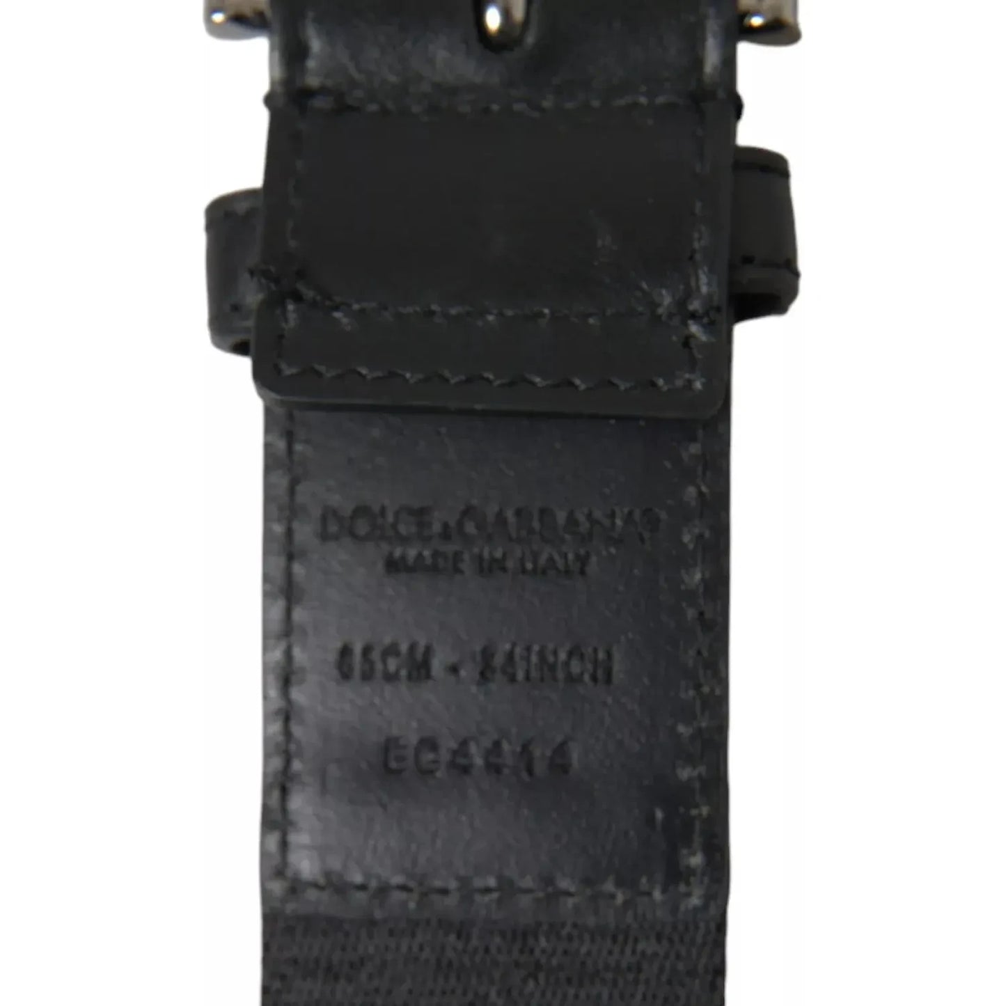 Dolce & Gabbana Black Blue Logo Silver Metal Buckle Belt BEL9037