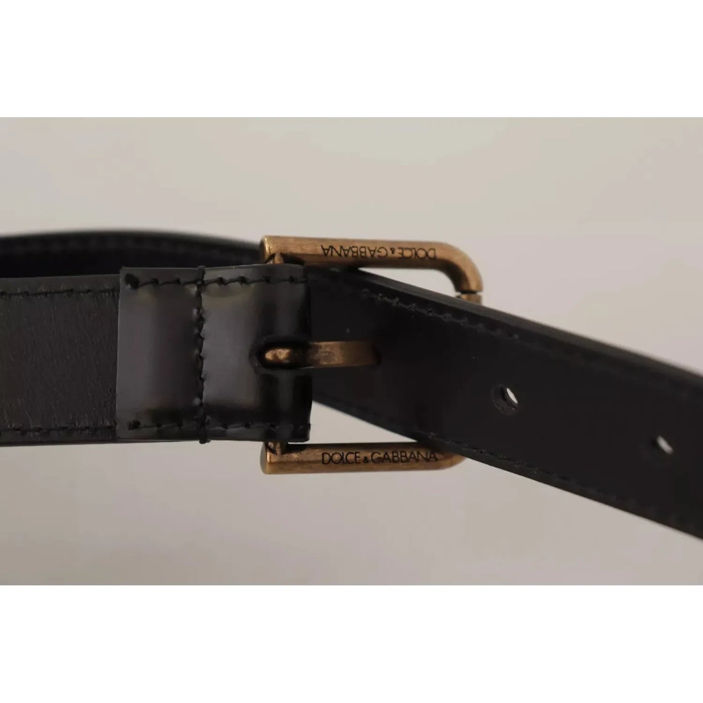 Dolce & Gabbana Black Classic Calf Leather Vintage Metal Buckle Belt BEL8514