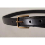 Dolce & Gabbana Black Classic Calf Leather Vintage Metal Buckle Belt BEL8514