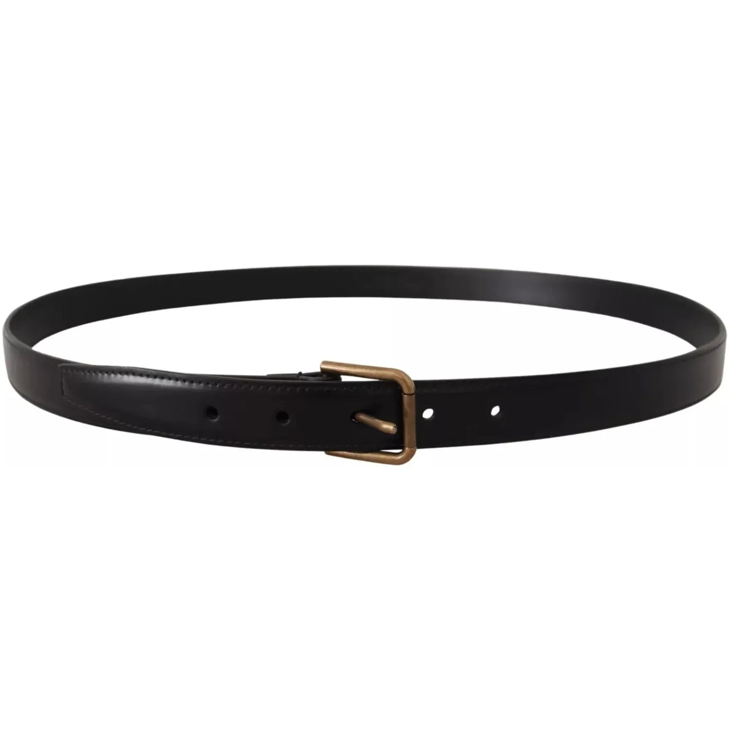 Dolce & Gabbana Black Classic Calf Leather Vintage Metal Buckle Belt BEL8514