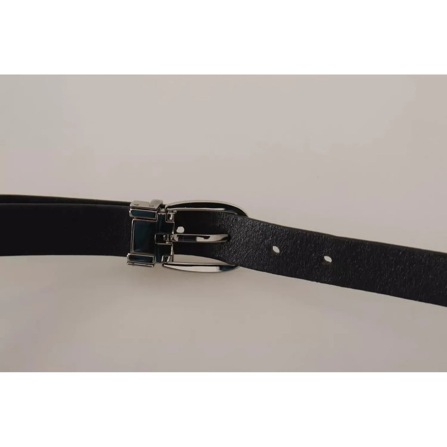 Dolce & Gabbana Black Classic Leather Silver Tone Metal Buckle Belt BEL8630-90