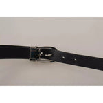Dolce & Gabbana Black Classic Leather Silver Tone Metal Buckle Belt BEL8630-90