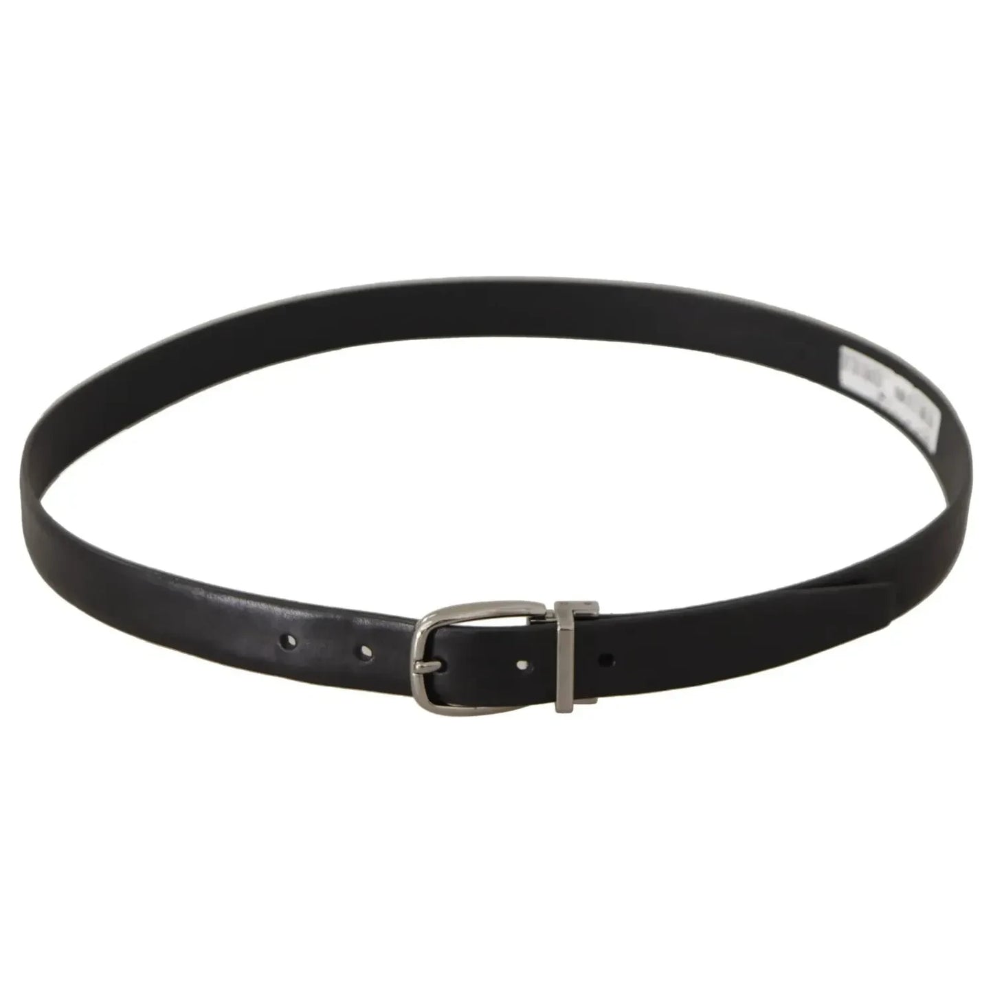 Dolce & Gabbana Black Classic Leather Silver Tone Metal Buckle Belt BEL8630-90