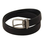 Dolce & Gabbana Black Classic Leather Silver Tone Metal Buckle Belt BEL8630-90