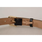 Dolce & Gabbana Black Leather Gold Metal Logo Engraved Buckle Belt BEL8523-80