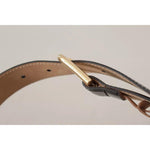 Dolce & Gabbana Black Leather Gold Metal Logo Engraved Buckle Belt BEL8523-80