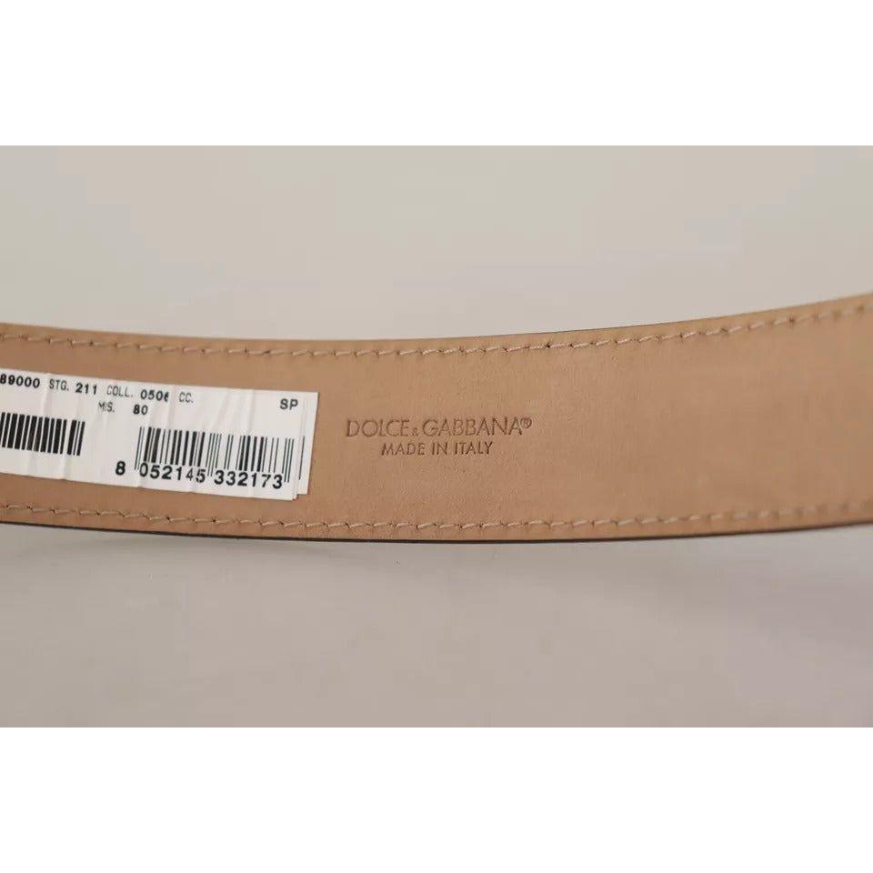 Dolce & Gabbana Black Leather Gold Metal Logo Engraved Buckle Belt BEL8523-80