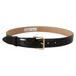 Dolce & Gabbana Black Leather Gold Metal Logo Engraved Buckle Belt BEL8523-80
