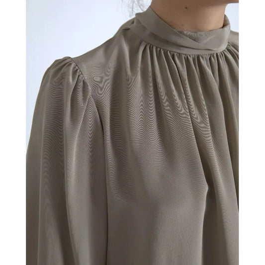 Dolce & Gabbana Gray Mock Neck Long Sleeves Top Blouse TSH83759
