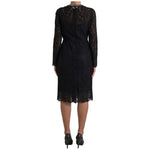 Dolce & Gabbana Black Nylon Lace Embellished Sheath Dress DR28758-44