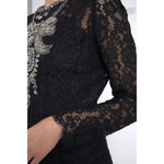 Dolce & Gabbana Black Nylon Lace Embellished Sheath Dress DR28758-44