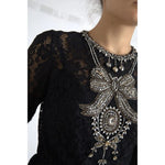 Dolce & Gabbana Black Nylon Lace Embellished Sheath Dress DR28758-44
