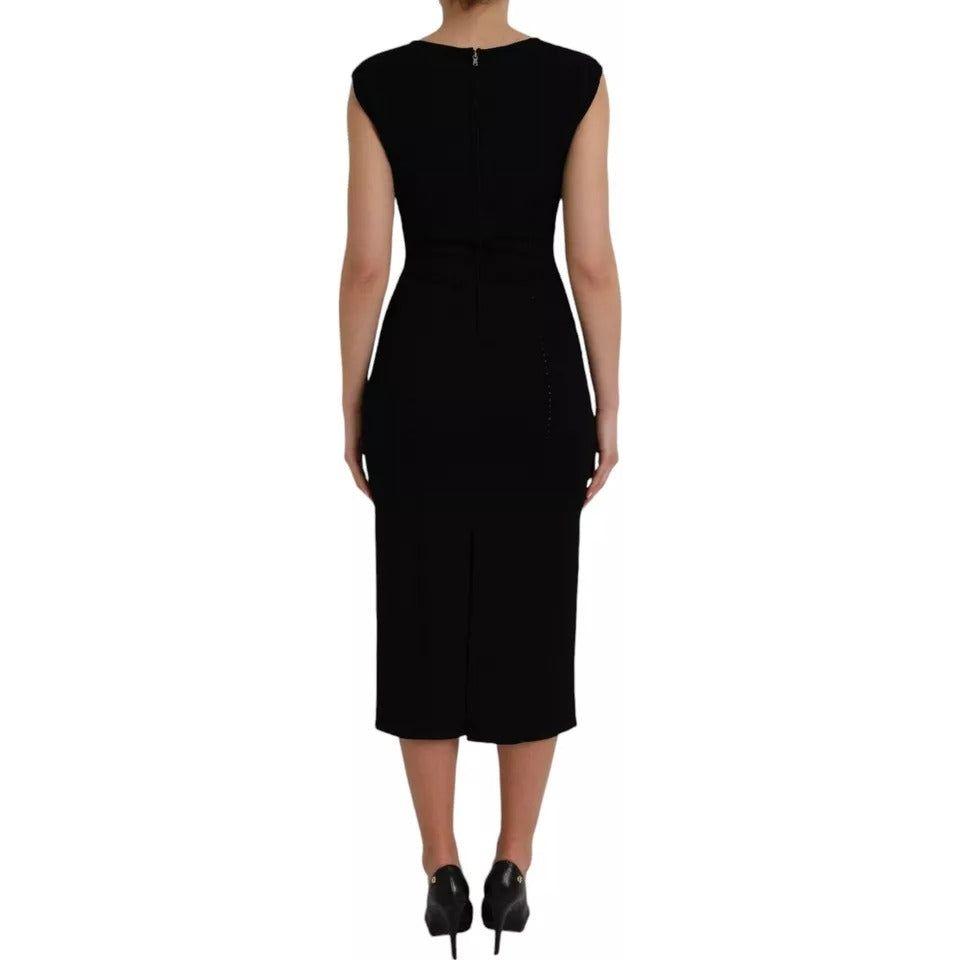 Dolce & Gabbana Black Viscose Sleeveless Bodycon Midi Dress DR281166-40
