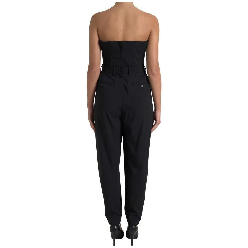 Dolce & Gabbana Black Wool Stretch Strapless Jumpsuit Dress DR28777-48