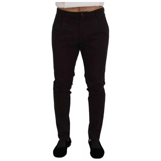 Dolce & Gabbana Brown Skinny Men Cotton Stretch Pants PAN73370-50