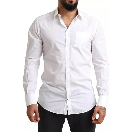 Dolce & Gabbana White GOLD Formal Cotton Tuxedo Dress Shirt TSH84116-41