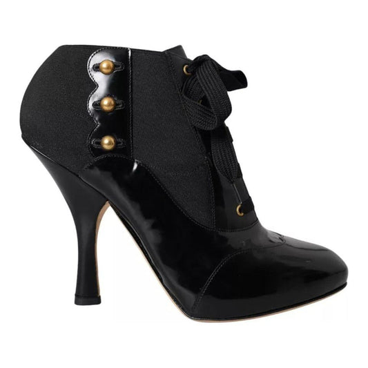 Dolce & Gabbana Black Jersey Stretch Ankle Boots Shoes LA10817-39
