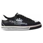Dolce & Gabbana Black Leather Crown Milano Men Sneakers Shoes MV5462-41