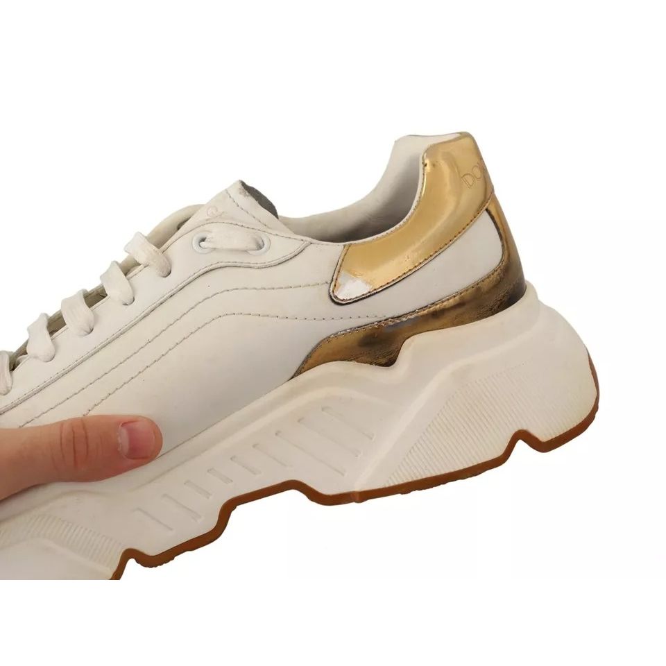 Dolce & Gabbana White Gold Leather Sport DAYMASTER Sneakers Shoes