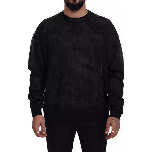 Dolce & Gabbana Black Polyester Crewneck Pullover Sweater TSH83167-48
