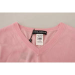 Dolce & Gabbana Pink V-neck Women Pullover Cashmere Sweater TSH6696-40