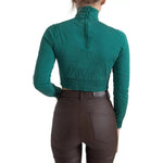 Dolce & Gabbana Dark Green Turtleneck Cropped Pullover Sweater TSH83131-40