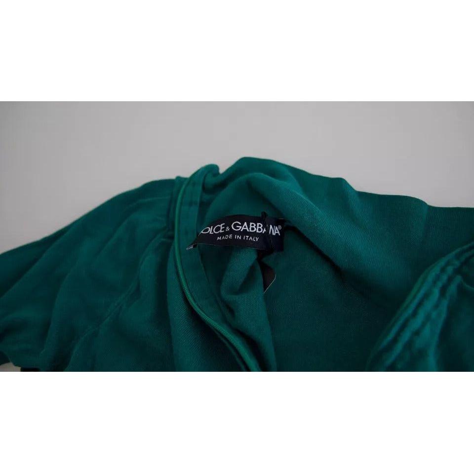 Dolce & Gabbana Dark Green Turtleneck Cropped Pullover Sweater TSH83131-40