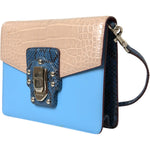Dolce & Gabbana Blue Beige Exotic Leather LUCIA Crossbody Purse Bag BAG1258