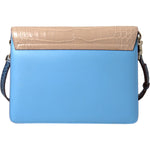 Dolce & Gabbana Blue Beige Exotic Leather LUCIA Crossbody Purse Bag BAG1258