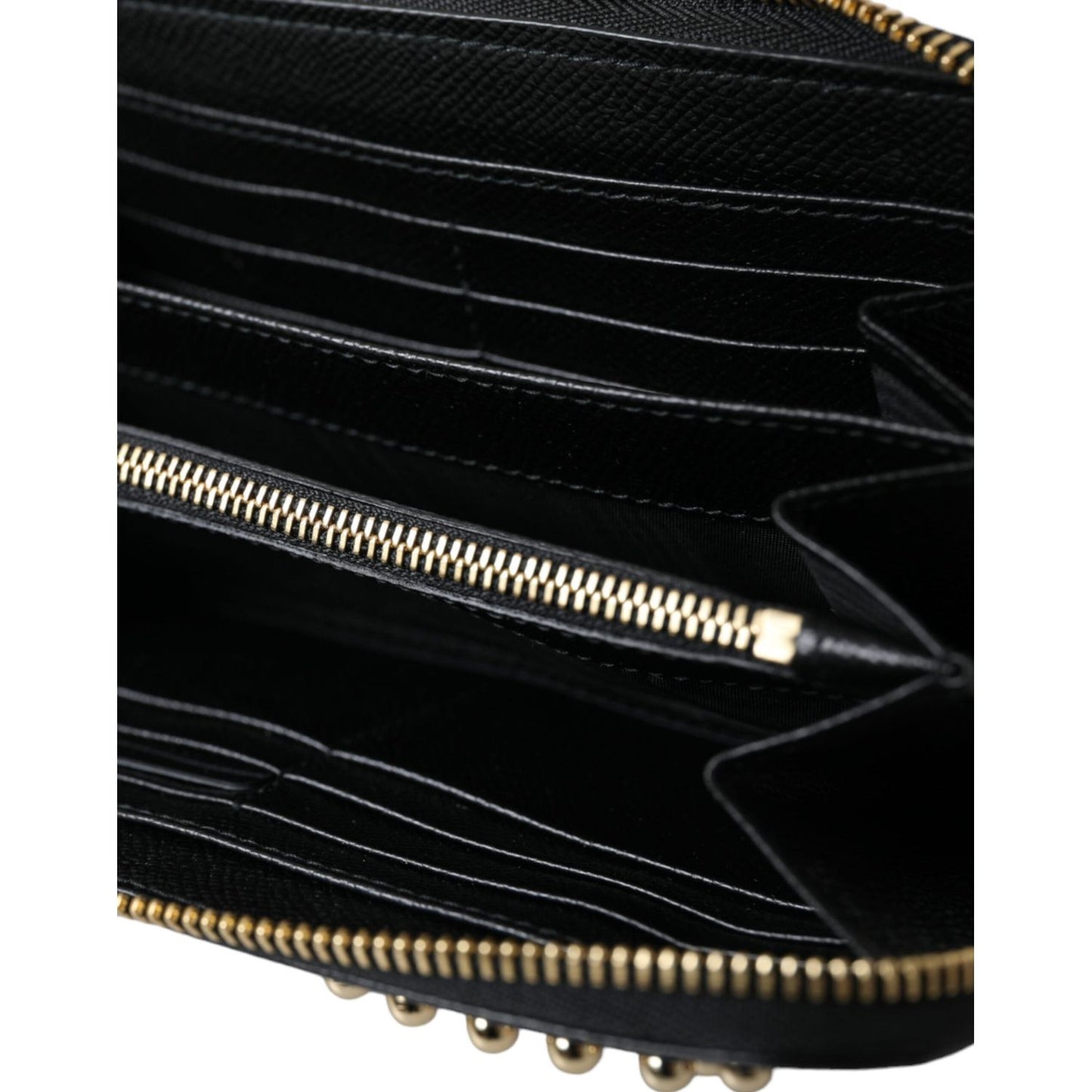 Dolce & Gabbana Black Blue Leather #DGFAMILY Zipper Continental Men Wallet BAG1512