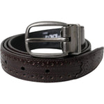 Dolce & Gabbana Dark Brown Perforated Leather Metal Buckle Belt Men BEL9180-85