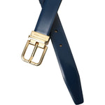 Dolce & Gabbana Blue Calf Leather Gold Metal Buckle Belt Men BEL9187-110