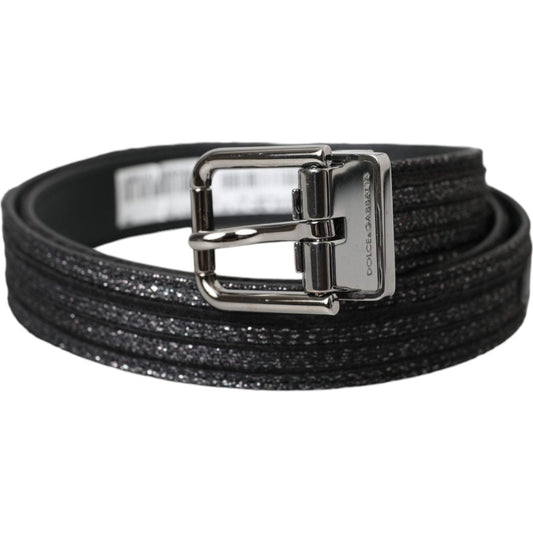 Dolce & Gabbana Black Jacquard Stripes Silver Metal Buckle Belt BEL9212-90