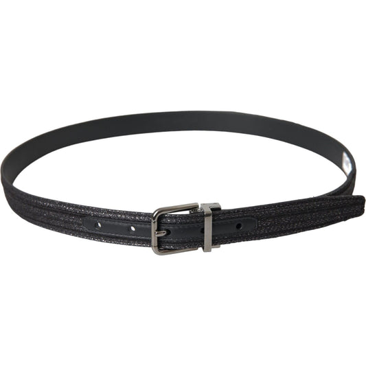 Dolce & Gabbana Black Jacquard Stripes Silver Metal Buckle Belt BEL9212-90