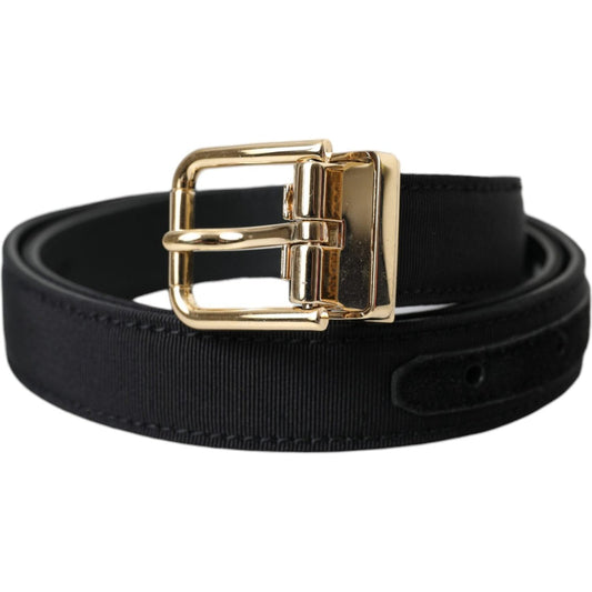 Dolce & Gabbana Black Gros Grain Gold Metal Buckle Belt Men BEL9224-80