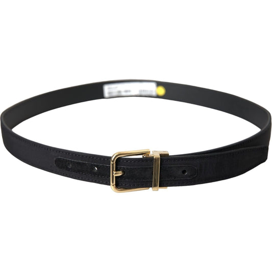 Dolce & Gabbana Black Gros Grain Gold Metal Buckle Belt Men BEL9224-80