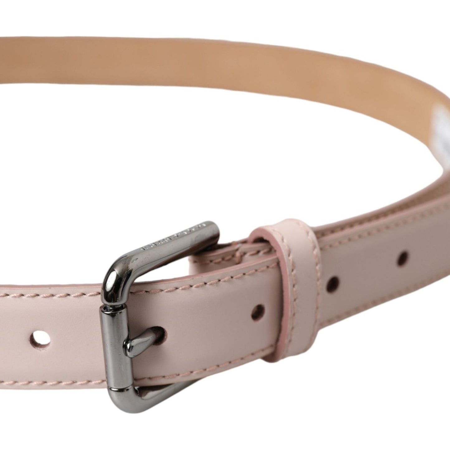 Dolce & Gabbana Light Pink Leather Silver Metal Buckle Belt BEL9217-90
