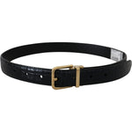 Dolce & Gabbana Black Exotic Leather Gold Metal Buckle Belt WMB237-75