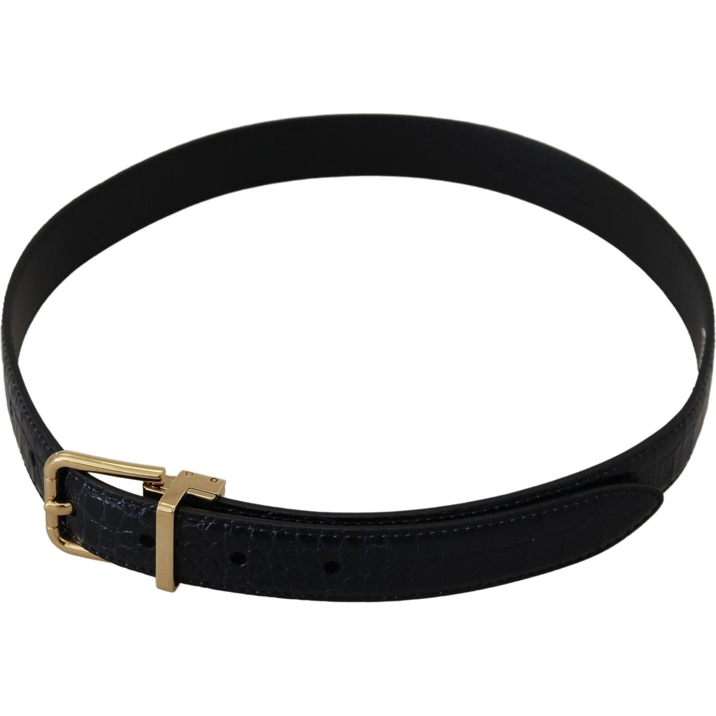 Dolce & Gabbana Black Exotic Leather Gold Metal Buckle Belt WMB237-75