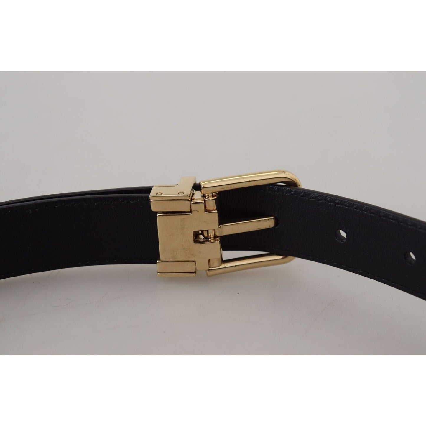 Dolce & Gabbana Black Exotic Leather Gold Metal Buckle Belt WMB237-75