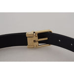 Dolce & Gabbana Black Exotic Leather Gold Metal Buckle Belt WMB237-75