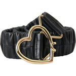 Dolce & Gabbana Black Leather Gold Heart Metal Buckle Belt WMB470-85
