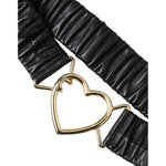 Dolce & Gabbana Black Leather Gold Heart Metal Buckle Belt WMB470-85
