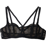 Dolce & Gabbana Black Floral Lace Nylon Balconcino Bra Underwear BIK1795-2