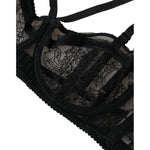 Dolce & Gabbana Black Floral Lace Nylon Balconcino Bra Underwear BIK1795-2