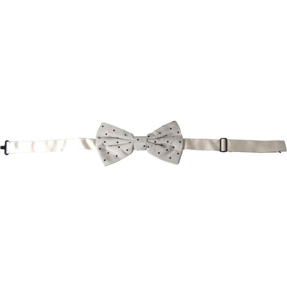 Dolce & Gabbana White Black Polka Dot Polyester Bow Tie Men FT3830