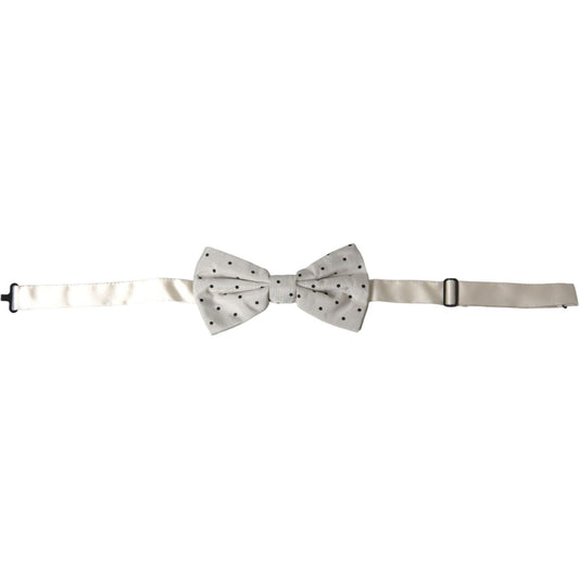 Dolce & Gabbana White Black Polka Dot Polyester Bow Tie Men FT3830