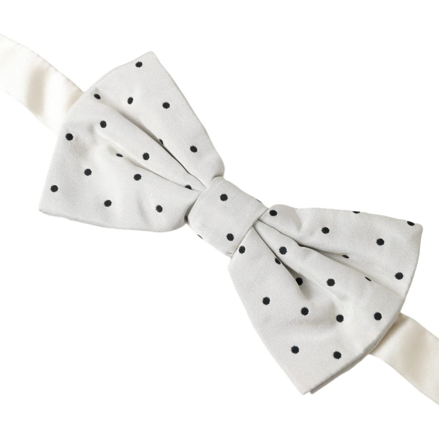 Dolce & Gabbana White Black Polka Dot Polyester Bow Tie Men FT3830